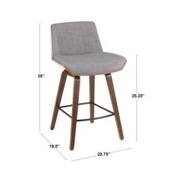 Lumisource Corazza Counter Stool in Walnut Wood and Light Grey Fabric -Kitchen & Dining Furniture Sales Store LumiSource20LLC B26xxCRZZXxxWLxxLGYxxDIMxx0ddbfc