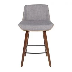 Lumisource Corazza Counter Stool in Walnut Wood and Light Grey Fabric -Kitchen & Dining Furniture Sales Store LumiSource20LLC B26xxCRZZXxxWLxxLGYxxxx5xxxx270809