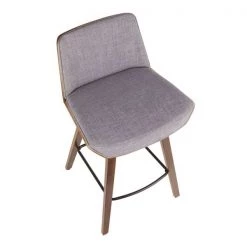 Lumisource Corazza Counter Stool in Walnut Wood and Light Grey Fabric -Kitchen & Dining Furniture Sales Store LumiSource20LLC B26xxCRZZXxxWLxxLGYxxxx6xxxx990385