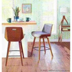 Lumisource Corazza Counter Stool in Walnut Wood and Light Grey Fabric -Kitchen & Dining Furniture Sales Store LumiSource20LLC B26xxCRZZXxxWLxxLGYxxxx8xxxx64f660