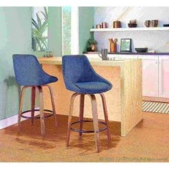 Lumisource Diana Counter Stool in Walnut Wood and Blue Corduroy, PK 2 -Kitchen & Dining Furniture Sales Store LumiSource20LLC B26xxDIANACORxxGRTQxxWLBU2xxxx8xxxxd339ea