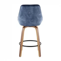 Lumisource Diana Counter Stool in Walnut Wood and Blue Velvet, PK 2 -Kitchen & Dining Furniture Sales Store LumiSource20LLC B26xxDIANAxxGRTQxxWLVBU2xxxx5xxxx294e06