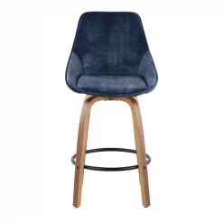 Lumisource Diana Counter Stool in Walnut Wood and Blue Velvet, PK 2 -Kitchen & Dining Furniture Sales Store LumiSource20LLC B26xxDIANAxxGRTQxxWLVBU2xxxx6xxxxe00b1c