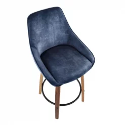 Lumisource Diana Counter Stool in Walnut Wood and Blue Velvet, PK 2 -Kitchen & Dining Furniture Sales Store LumiSource20LLC B26xxDIANAxxGRTQxxWLVBU2xxxx7xxxx396de5