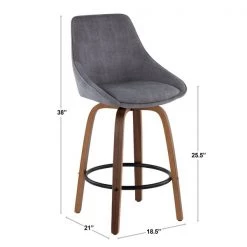 Lumisource Diana Counter Stool in Walnut Wood and Grey Velvet, PK 2 -Kitchen & Dining Furniture Sales Store LumiSource20LLC B26xxDIANAxxGRTQxxWLVGY2xxDIMxx25db9d