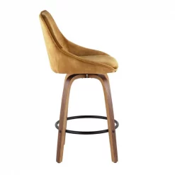 Lumisource Diana Counter Stool in Walnut Wood and Golden Yellow Velvet, PK 2 -Kitchen & Dining Furniture Sales Store LumiSource20LLC B26xxDIANAxxGRTQxxWLVY2xxxx3xxxxe05280