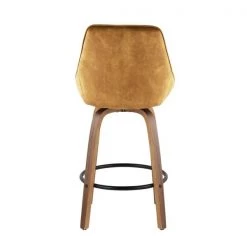 Lumisource Diana Counter Stool in Walnut Wood and Golden Yellow Velvet, PK 2 -Kitchen & Dining Furniture Sales Store LumiSource20LLC B26xxDIANAxxGRTQxxWLVY2xxxx5xxxx519af5