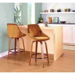 Lumisource Diana Counter Stool in Walnut Wood and Golden Yellow Velvet, PK 2 -Kitchen & Dining Furniture Sales Store LumiSource20LLC B26xxDIANAxxGRTQxxWLVY2xxxx8xxxx094fde