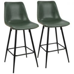 Lumisource Durango Counter Stool in Black with Green Vintage Faux Leather, PK 2