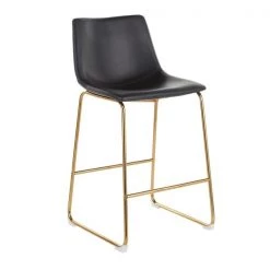Lumisource Duke Counter Stool in Gold Metal and Black Faux Leather, PK 2 -Kitchen & Dining Furniture Sales Store LumiSource20LLC B26xxDUKExxAUBK2xxxx2xxxx0b3630