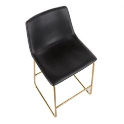 Lumisource Duke Counter Stool in Gold Metal and Black Faux Leather, PK 2 -Kitchen & Dining Furniture Sales Store LumiSource20LLC B26xxDUKExxAUBK2xxxx7xxxxfac54d