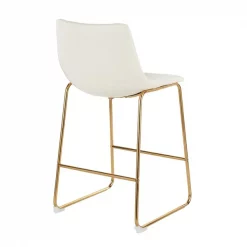 Lumisource Duke Counter Stool in Gold Metal and White Faux Leather, PK 2 -Kitchen & Dining Furniture Sales Store LumiSource20LLC B26xxDUKExxAUW2xxxx4xxxx1b0f3f