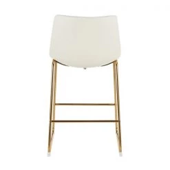 Lumisource Duke Counter Stool in Gold Metal and White Faux Leather, PK 2 -Kitchen & Dining Furniture Sales Store LumiSource20LLC B26xxDUKExxAUW2xxxx5xxxxbae737