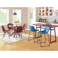 Lumisource Duke Counter Stool in Black and Blue Fabric, Black Stitching, PK 2 -Kitchen & Dining Furniture Sales Store LumiSource20LLC B26xxDUKZxxBKxxBU2xxxx10xxxx3447d0