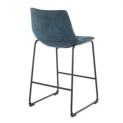 Lumisource Duke Counter Stool in Black and Blue Fabric, Black Stitching, PK 2 -Kitchen & Dining Furniture Sales Store LumiSource20LLC B26xxDUKZxxBKxxBU2xxxx4xxxx3764c7