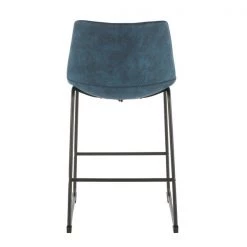 Lumisource Duke Counter Stool in Black and Blue Fabric, Black Stitching, PK 2 -Kitchen & Dining Furniture Sales Store LumiSource20LLC B26xxDUKZxxBKxxBU2xxxx5xxxx90f627