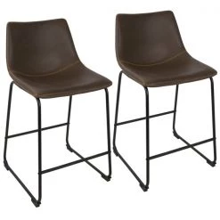 Lumisource Duke Counter Stool in Black and Espresso Faux Leather, PK 2