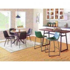 Lumisource Duke Counter Stool in Black and Green Faux Leather, PK 2 -Kitchen & Dining Furniture Sales Store LumiSource20LLC B26xxDUKZxxBKxxGN2xxxx10xxxx7dcb95