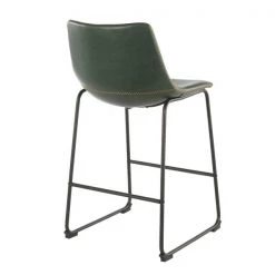 Lumisource Duke Counter Stool in Black and Green Faux Leather, PK 2 -Kitchen & Dining Furniture Sales Store LumiSource20LLC B26xxDUKZxxBKxxGN2xxxx4xxxx9ae4f1