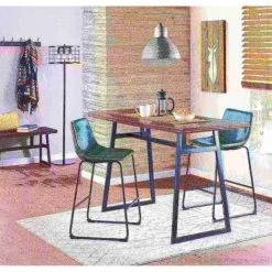 Lumisource Duke Counter Stool in Black and Green Faux Leather, PK 2 -Kitchen & Dining Furniture Sales Store LumiSource20LLC B26xxDUKZxxBKxxGN2xxxx9xxxx26017f