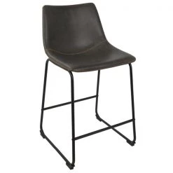 Lumisource Duke Counter Stool in Black and Grey Faux Leather, PK 2 -Kitchen & Dining Furniture Sales Store LumiSource20LLC B26xxDUKZxxBKxxGY2xxxx2xxxxc50454