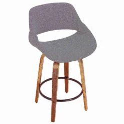 Lumisource Fabrico Counter Stool in Walnut and Grey Noise Fabric, PK 2 -Kitchen & Dining Furniture Sales Store LumiSource20LLC B26xxFBCO2QxxWLGY2xxxx7xxxx5b6dd7