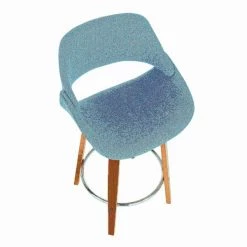 Lumisource Fabrico Counter Stool in Walnut and Blue Noise Fabric, PK 2 -Kitchen & Dining Furniture Sales Store LumiSource20LLC B26xxFBCO2RxxWLBU2xxxx7xxxx8d1542