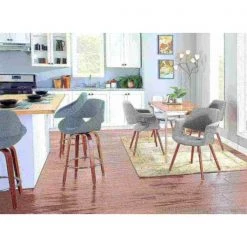 Lumisource Fabrico Counter Stool in Walnut and Blue Noise Fabric, PK 2 -Kitchen & Dining Furniture Sales Store LumiSource20LLC B26xxFBCO2RxxWLBU2xxxx9xxxxa16106