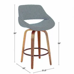 Lumisource Fabrico Counter Stool in Walnut and Grey Noise Fabric, PK 2 -Kitchen & Dining Furniture Sales Store LumiSource20LLC B26xxFBCO2RxxWLGY2xxDIMxx2c91d0