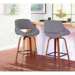 Lumisource Fabrico Counter Stool in Walnut and Grey Noise Fabric, PK 2 -Kitchen & Dining Furniture Sales Store LumiSource20LLC B26xxFBCO2XxxWLGY2xxxx9xxxx10860d