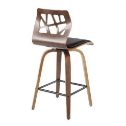 Lumisource Folia Counter Stool in Walnut Wood and Black Faux Leather, PK 2 -Kitchen & Dining Furniture Sales Store LumiSource20LLC B26xxFOLIAXxxWLBK2xxxx4xxxxa0a233