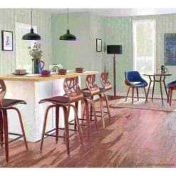 Lumisource Folia Counter Stool in Walnut Wood and Black Faux Leather, PK 2 -Kitchen & Dining Furniture Sales Store LumiSource20LLC B26xxFOLIAXxxWLBK2xxxx9xxxx709120