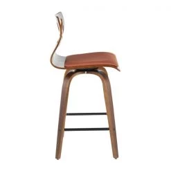 Lumisource Folia Counter Stool in Walnut Wood and Orange Fabric, PK 2 -Kitchen & Dining Furniture Sales Store LumiSource20LLC B26xxFOLIAXxxWLO2xxxx3xxxx40f820