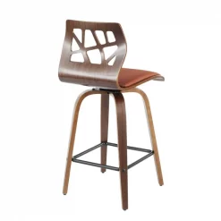 Lumisource Folia Counter Stool in Walnut Wood and Orange Fabric, PK 2 -Kitchen & Dining Furniture Sales Store LumiSource20LLC B26xxFOLIAXxxWLO2xxxx4xxxx794b68