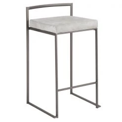 Lumisource Fuji Counter Stool in Antique and Light Grey Fabric Cushion, PK 2 -Kitchen & Dining Furniture Sales Store LumiSource20LLC B26xxFUJIxxANLGY2xxxx2xxxxd7f6cb