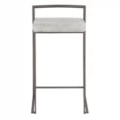 Lumisource Fuji Counter Stool in Antique and Light Grey Fabric Cushion, PK 2 -Kitchen & Dining Furniture Sales Store LumiSource20LLC B26xxFUJIxxANLGY2xxxx6xxxx29a945