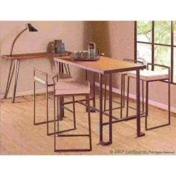 Lumisource Fuji Counter Stool in Antique and White Faux Leather Cushion, PK 2 -Kitchen & Dining Furniture Sales Store LumiSource20LLC B26xxFUJIxxANxxW2xxxx10xxxx5f9295