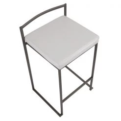 Lumisource Fuji Counter Stool in Antique and White Faux Leather Cushion, PK 2 -Kitchen & Dining Furniture Sales Store LumiSource20LLC B26xxFUJIxxANxxW2xxxx7xxxx2c656f