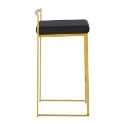 Lumisource Fuji Counter Stool in Gold with Black Velvet Cushion, PK 2 -Kitchen & Dining Furniture Sales Store LumiSource20LLC B26xxFUJIxxAUVBK2xxxx3xxxx8de6cd