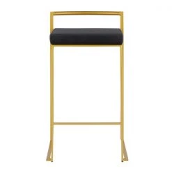 Lumisource Fuji Counter Stool in Gold with Black Velvet Cushion, PK 2 -Kitchen & Dining Furniture Sales Store LumiSource20LLC B26xxFUJIxxAUVBK2xxxx6xxxx2902e9