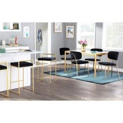 Lumisource Fuji Counter Stool in Gold with Black Velvet Cushion, PK 2 -Kitchen & Dining Furniture Sales Store LumiSource20LLC B26xxFUJIxxAUVBK2xxxx9xxxxe093f5