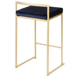 Lumisource Fuji Stackable Counter Stool in Gold with Blue Velvet Cushion, PK 2 -Kitchen & Dining Furniture Sales Store LumiSource20LLC B26xxFUJIxxAUVBU2xxxx4xxxxca14ab
