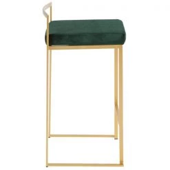 Lumisource Fuji Stackable Counter Stool in Gold with Green Velvet Cushion, PK 2 -Kitchen & Dining Furniture Sales Store LumiSource20LLC B26xxFUJIxxAUVGN2xxxx3xxxx05e9e5