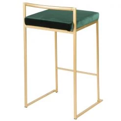 Lumisource Fuji Stackable Counter Stool in Gold with Green Velvet Cushion, PK 2 -Kitchen & Dining Furniture Sales Store LumiSource20LLC B26xxFUJIxxAUVGN2xxxx4xxxxcf4cf6
