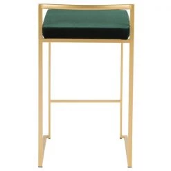 Lumisource Fuji Stackable Counter Stool in Gold with Green Velvet Cushion, PK 2 -Kitchen & Dining Furniture Sales Store LumiSource20LLC B26xxFUJIxxAUVGN2xxxx5xxxx351e10