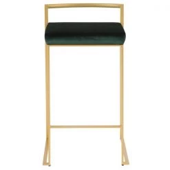 Lumisource Fuji Stackable Counter Stool in Gold with Green Velvet Cushion, PK 2 -Kitchen & Dining Furniture Sales Store LumiSource20LLC B26xxFUJIxxAUVGN2xxxx6xxxx1c1e2b
