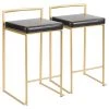 Lumisource Fuji Counter Stool in Gold with Black Faux Leather, PK 2 -Kitchen & Dining Furniture Sales Store LumiSource20LLC B26xxFUJIxxAUxxBK2xxxx1xxxx6a2bb1