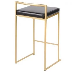 Lumisource Fuji Counter Stool in Gold with Black Faux Leather, PK 2 -Kitchen & Dining Furniture Sales Store LumiSource20LLC B26xxFUJIxxAUxxBK2xxxx4xxxxa1e889
