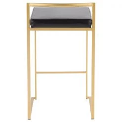 Lumisource Fuji Counter Stool in Gold with Black Faux Leather, PK 2 -Kitchen & Dining Furniture Sales Store LumiSource20LLC B26xxFUJIxxAUxxBK2xxxx5xxxx806e32