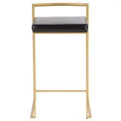 Lumisource Fuji Counter Stool in Gold with Black Faux Leather, PK 2 -Kitchen & Dining Furniture Sales Store LumiSource20LLC B26xxFUJIxxAUxxBK2xxxx6xxxx7770c8